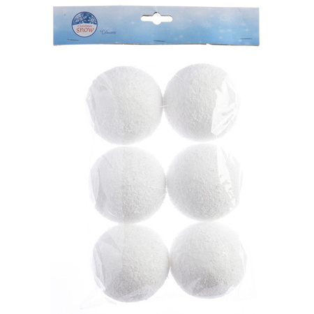 6x Witte sneeuwballen/sneeuwbollen 8 cm