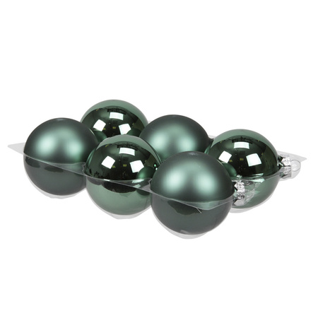 6x stuks glazen kerstballen emerald groen (greenlake) 8 cm mat/glans