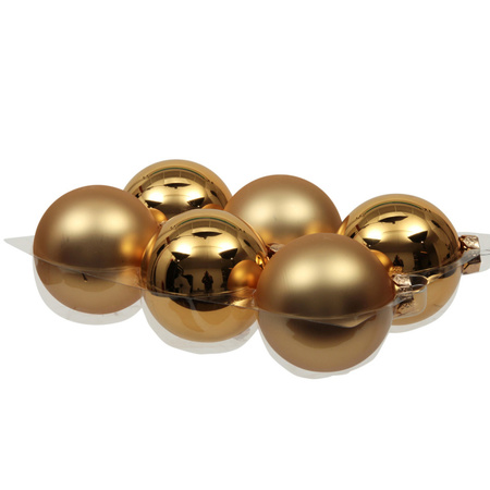 20x stuks glazen kerstballen goud 8 en 10 cm