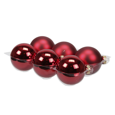 6x Glass christmas baubles red 8 cm 
