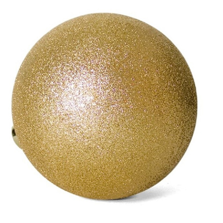 G. Wurm Kerstballen - goudkleurig - 6ST - glitter - kunststof - 8 cm