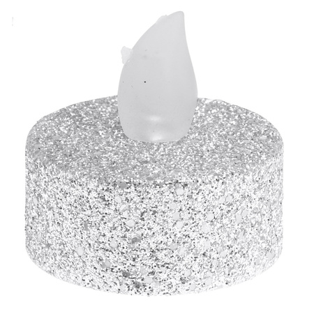 6x pcs Led tealights silver glitter