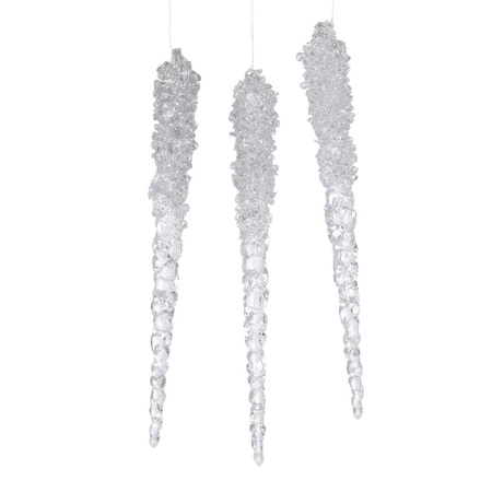 6x Transparent icicle Christmas pendants plastic 18 cm Christmas decoration