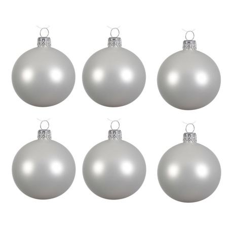 6x Glazen kerstballen mat winter wit 6 cm kerstboom versiering/decoratie