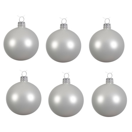 6x Glazen kerstballen mat winter wit 8 cm kerstboom versiering/decoratie