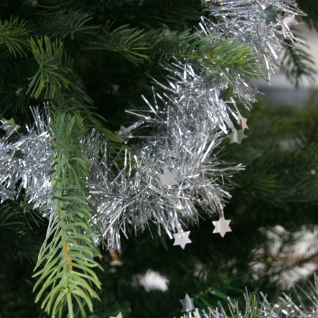 6x Kerst lametta guirlandes zilveren sterren/glinsterend 270 cm kerstboom versiering/decoratie