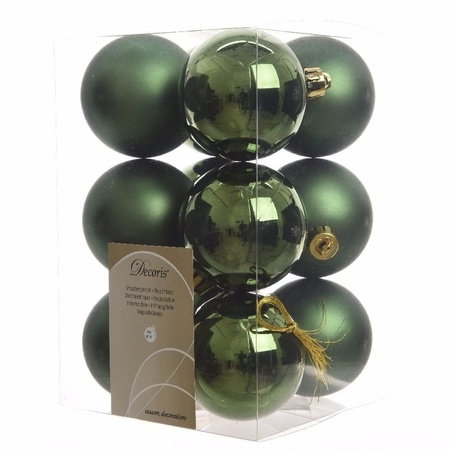 72x Kunststof kerstballen glanzend/mat donkergroen 6 cm kerstboom versiering/decoratie