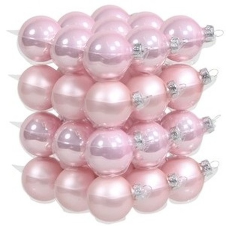 72x Pink glass Christmas baubles 4 cm