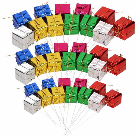 72x Picks with colored mini giftboxes