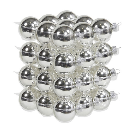 72x Zilveren glazen kerstballen 4 cm glans