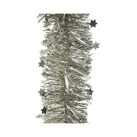 8x Champagne stars Christmas tree foil garland 10 x 270 cm