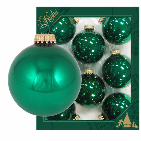Krebs Kerstballen - emerald groen - 8ST - glas - glans - 7 cm