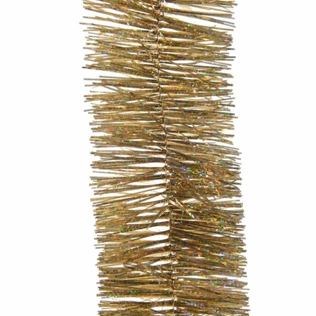 8x Gold glitter Christmas tree foil garland 270 cm decoration