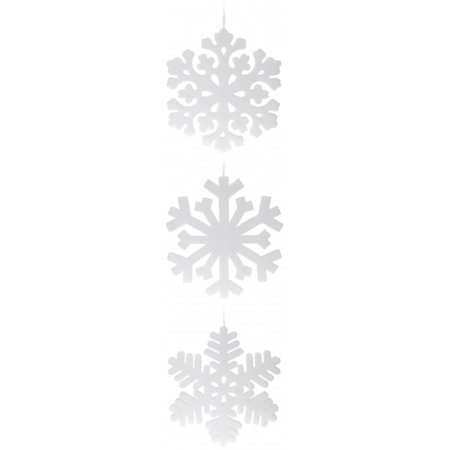 8x Grote sneeuwvlok/ijskristal hangdecoratie wit 49 cm