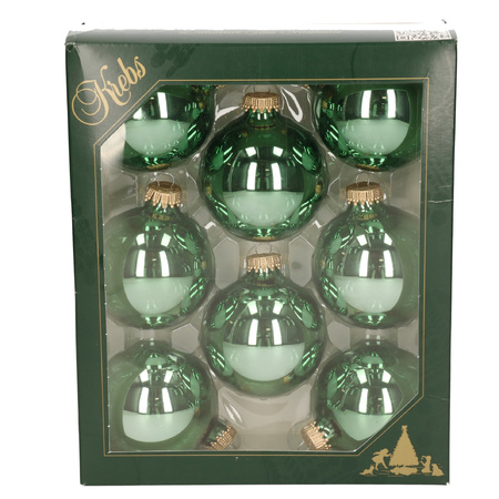 Krebs Kerstballen - jade groen - 8ST - glas - 7 cm - glans