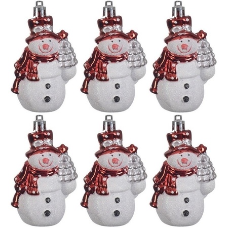 8x Sneeuwpop kerstornamenten kersthangers 8 cm