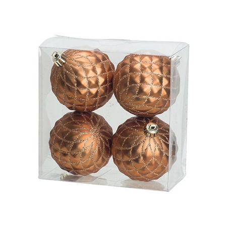 8x Luxury copper christmas baubles 8 cm plastic 