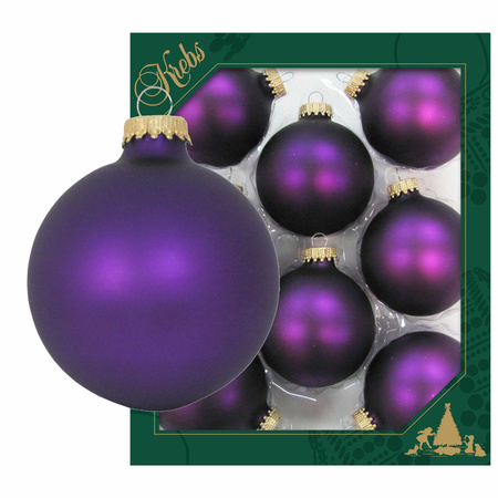 8x Purple magic velvet glass christmas baubles matt 7 cm 