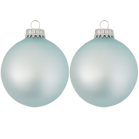 8x Aqua blauwe matte kerstballen van glas 7 cm