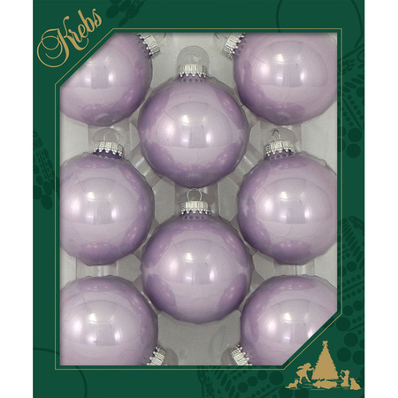 8x Orchid purple shine glass christmas baubles 7 cm 