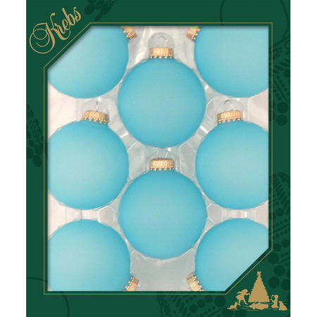 8x Spa Frost blue glass christmas baubles matt 7 cm 