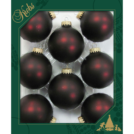 8x stuks glazen kerstballen 7 cm chocolade bruin/rood