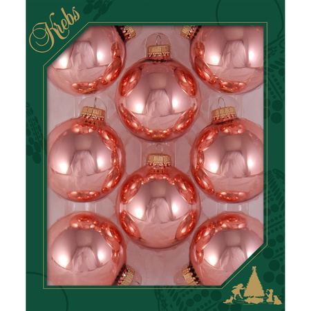 8x stuks glazen kerstballen 7 cm koraal roze glans