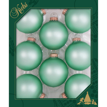 8x pcs glass christmas baubles mermaid velvet green matt 7 cm
