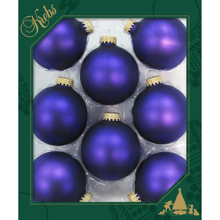 8x pcs glass christmas baubles prisma violet velvet purple 7 cm