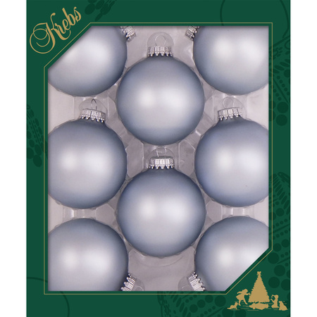 8x pcs glass christmas baubles starlight velvet blauw 7 cm