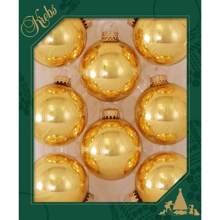 8x stuks glazen kerstballen 7 cm topaas goud