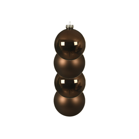 8x Glass christmas baubles walnut brown 10 cm matt/shiny