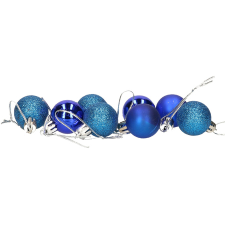 Kerstballen 20x stuks blauw 3 en 4 cm kunststof