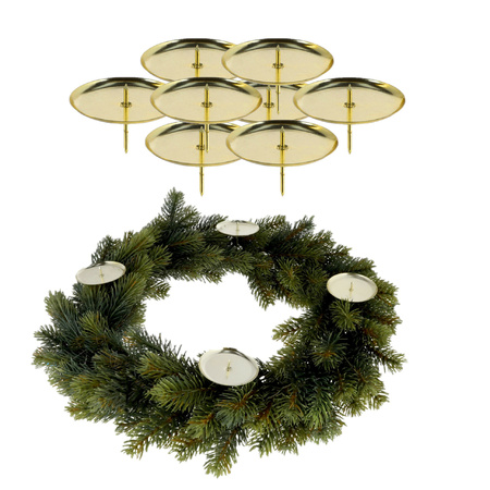 8x pcs tealight holders gold christmas decoration stick