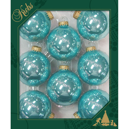 8x Glanzende blauwe kerstboomversiering kerstballen van glas 7 cm