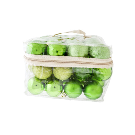96x plastic baubles apple green 6 cm in bags/boxes