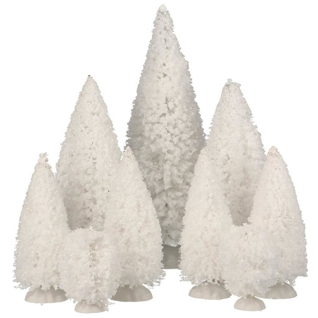 9x pcs christmas village miniature pine trees white 
