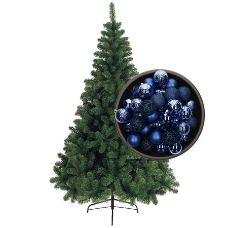 Bellatio Decorations christmas tree 120 cm incl. baubles royal blue