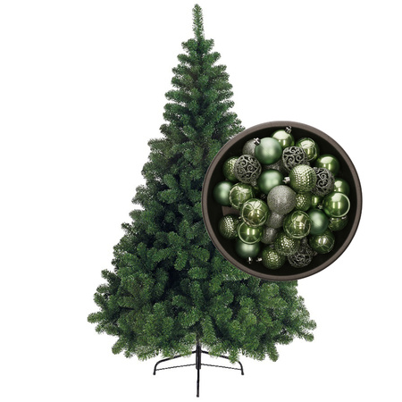 Bellatio Decorations christmas tree 120 cm incl. baubles sage green