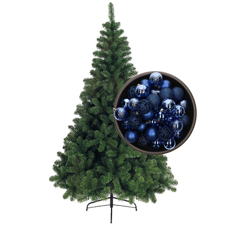 Bellatio Decorations kunst kerstboom 150 cm met kerstballen kobalt blauw