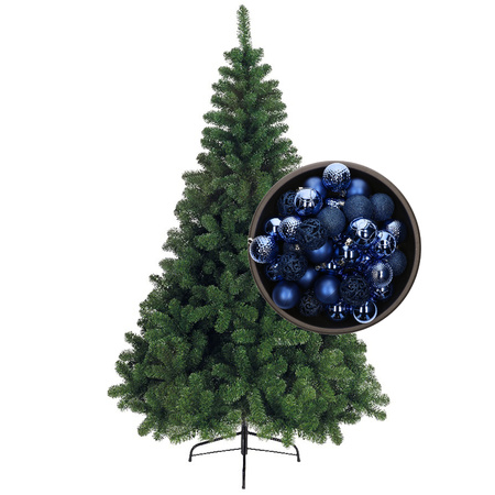 Bellatio Decorations kunst kerstboom 180 cm met kerstballen kobalt blauw