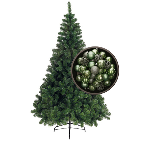 Bellatio Decorations christmas tree 210 cm incl. baubles sage green
