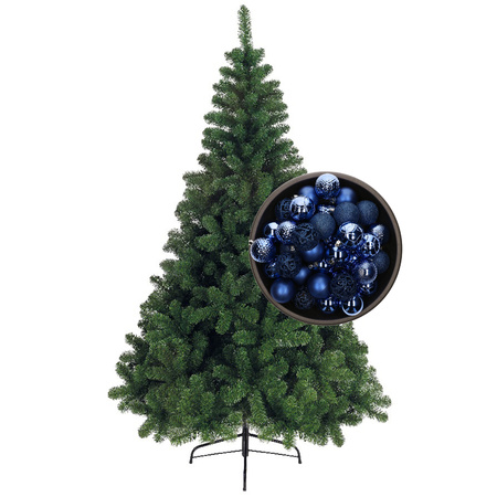 Bellatio Decorations christmas tree 240 cm incl. baubles royal blue