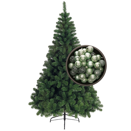 Bellatio Decorations kunst kerstboom 240 cm met kerstballen mintgroen