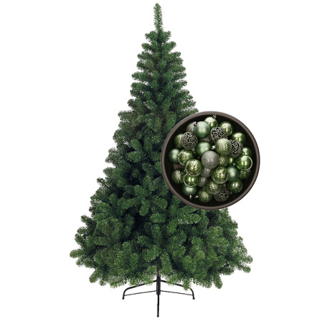 Bellatio Decorations christmas tree 240 cm incl. baubles sage green