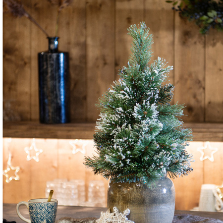 Kerst kunstboom met kunstsneeuw in pot 60 cm