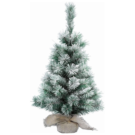 Kerst kunstboom met kunstsneeuw in pot 60 cm