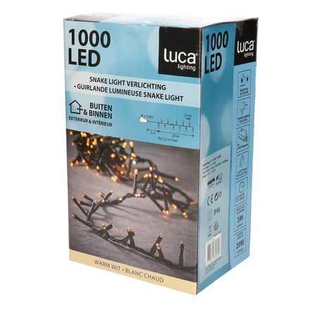 Cluster lighting 1000 warm white lights 20 m