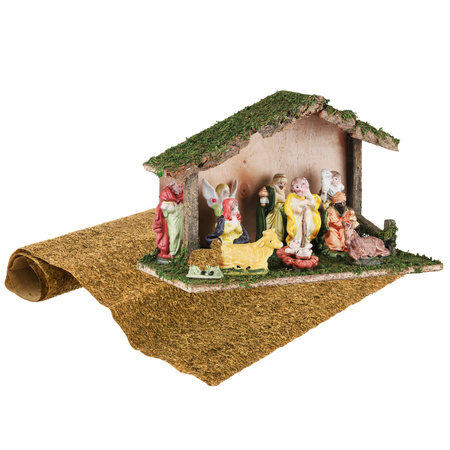 Nativity scene including statues and background