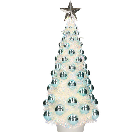 Kunstkerstboom compleet met lichtjes en ballen blauw 50 cm